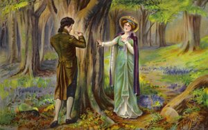Pareja grabando un corazón en un árbol