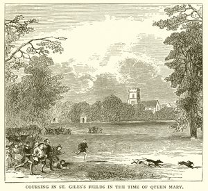 Caza en los Campos de St. Giles en la Época de la Reina María de English School