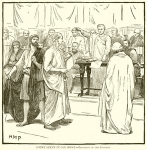 Escena de corte en la antigua Roma.--Expulsión de los sofistas de English School