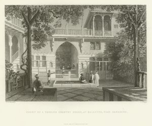 Corte de una casa de campo turca, Salahyeh, cerca de Damasco, 1837 de English School