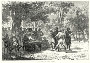 Tribunal de justicia en la jungla (grabado) de English School