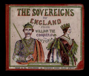 Ilustración de portada para Los soberanos de Inglaterra (grabado coloreado)