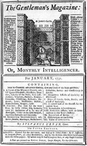 Portada de la primera edición de The Gentlemans Magazine, publicado en enero de 1731 de English School