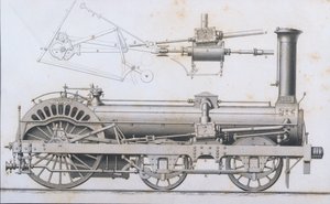 Locomotora de vapor de Crampton de Cyclopaedia of Useful Arts & Manufactures, editado por Charles Tomlinson, c.1880s de English School