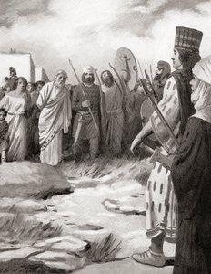 Creso de Lidia llevado ante Ciro el Grande tras la captura de Sardes, c.546 a.C., de la Historia de las Naciones de Hutchinson, pub.1915 de English School