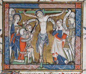 Crucifixión en una cruz verde de English School