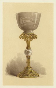 Copa o cáliz de ónice oriental, montado en oro esmaltado (cromolito) de English School