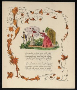 Cupido robando el corazón de una mujer para dárselo a un hombre, poema de amor de English School