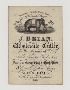 Cuchillero, J Brian, tarjeta comercial de English School