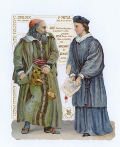 Recorte de Shylock y Portia de El mercader de Venecia de English School