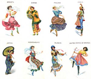Bailarines del mundo, tarjetas de cigarrillos, 1915