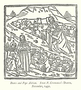 Dante y el Papa Adriano, de la Dante de P Cremonese, noviembre de 1491