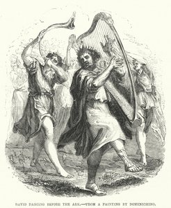 David bailando ante el Arca, de una pintura de Domenichino (grabado) de English School