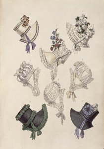 Sombreros de día, lámina de moda de Ackermanns Repository of Arts de English School