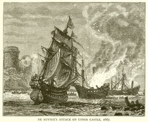 Ataque de De Ruyter al Castillo de Upnor, 1667 de English School