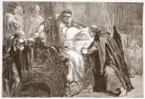 Muerte de Federico el Sabio, Elector de Sajonia, ilustración de La Historia del Protestantismo de James Aitken Wylie, pub. 1878 de English School
