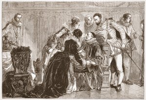 Muerte de Guillermo el Silencioso, Príncipe de Orange, ilustración de "The History of Protestantism" de James Aitken Wylie (1808-1890), pub. 1878 (grabado) de English School