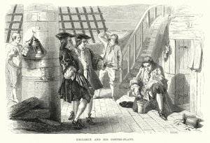 Declieux y su Planta de Café (grabado) de English School