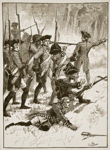 Derrota del General Braddock en la emboscada india, 1755, ilustración de Cassells Illustrated History of England de English School