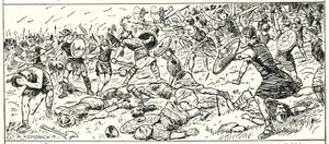 Derrota de los sajones occidentales en el Monte Budon, Somerset, AD 500 de English School