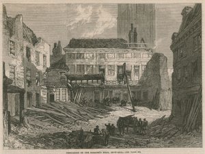 Demolición de la Cabeza de los Sarracenos, Snow Hill, Londres de English School