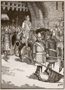 Salida del obispo Odo de Rochester, ilustración de Cassells Illustrated History of England de English School
