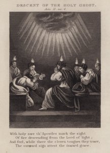 Descenso del Espíritu Santo, Hechos II, versículo 4 (grabado) de English School