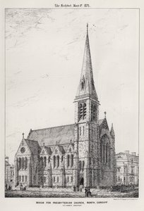 Diseño para la Iglesia Presbiteriana, Roath, Cardiff (grabado) de English School