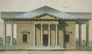 Diseño para un pabellón de jardín dórico toscano, c.1830 de English School