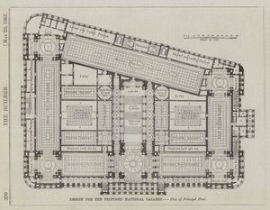 Diseño para la Propuesta Galería Nacional, Plano de Planta Principal (grabado) de English School