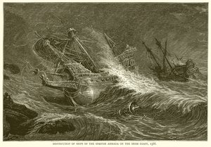 Destrucción de los Barcos de la Armada Española en la Costa Irlandesa, 1588 de English School