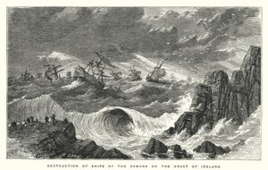 Destrucción de barcos de la Armada en la costa de Irlanda