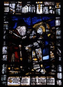 Detalle de una de las ventanas, mediados del siglo XV (vidriera) de English School