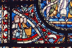 Detalle de la ventana norte del Coro, finales del siglo XII (vidriera) de English School