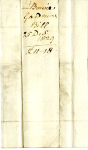 Devonshire MSS AS 3101, folio de un paquete de facturas liquidadas por Pinder Simpson para Lord George Cavendish, incluyendo la factura de Alexander Bowie