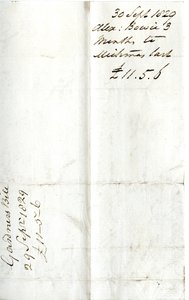 Devonshire MSS AS 3101, folio de un paquete de facturas liquidadas por Pinder Simpson para Lord George Cavendish, incluyendo la factura de Alexander Bowie de English School