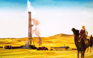 Excavación de petróleo en el desierto