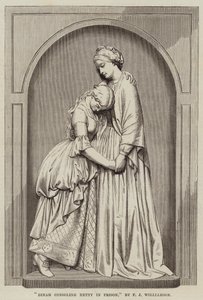 Dinah consolando a Hetty en prisión, por F J Williamson de English School