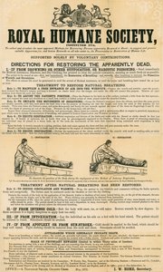 Instrucciones para restaurar a los aparentemente muertos; emitidas por la Royal Humane Society, mayo de 1872