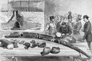 Descubrimiento de restos fósiles en Livorno, Toscana, de The Illustrated London News, 21 de enero de 1882 de English School