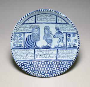 Plato con un gato, un búho y un mono mirándose en un espejo, 1688