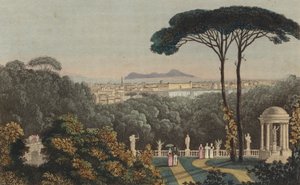Vista distante de Nápoles, Italia