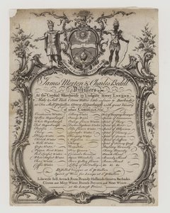 Destiladores, James Morton y Charles Bedell, tarjeta comercial