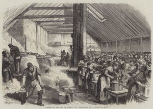 La angustia en el este de Londres, la cocina de sopa de Spitalfields (grabado)
