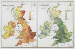 Distribución de las tierras de cultivo, Distribución de los pastos (litografía en color) de English School