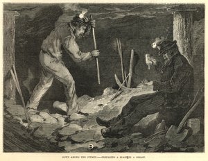 Abajo entre los mineros - preparando una explosión en un pecho de English School