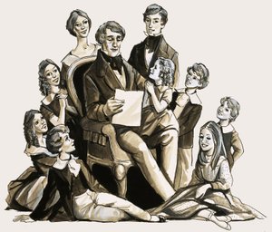El Dr. Clement Moore leyendo su poema de Navidad a sus hijos