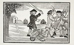 El truco del Dr. Faustus a veinte estudiantes, ilustración de Chap-books of the Eighteenth Century por John Ashton, pub. 1882
