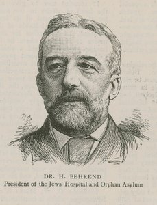Dr. H Behrend, Presidente del Hospital Judío y Asilo de Huérfanos