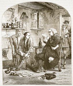 Dr. Johnson leyendo el manuscrito de El vicario de Wakefield, ilustración de Cassells Illustrated History of England de English School